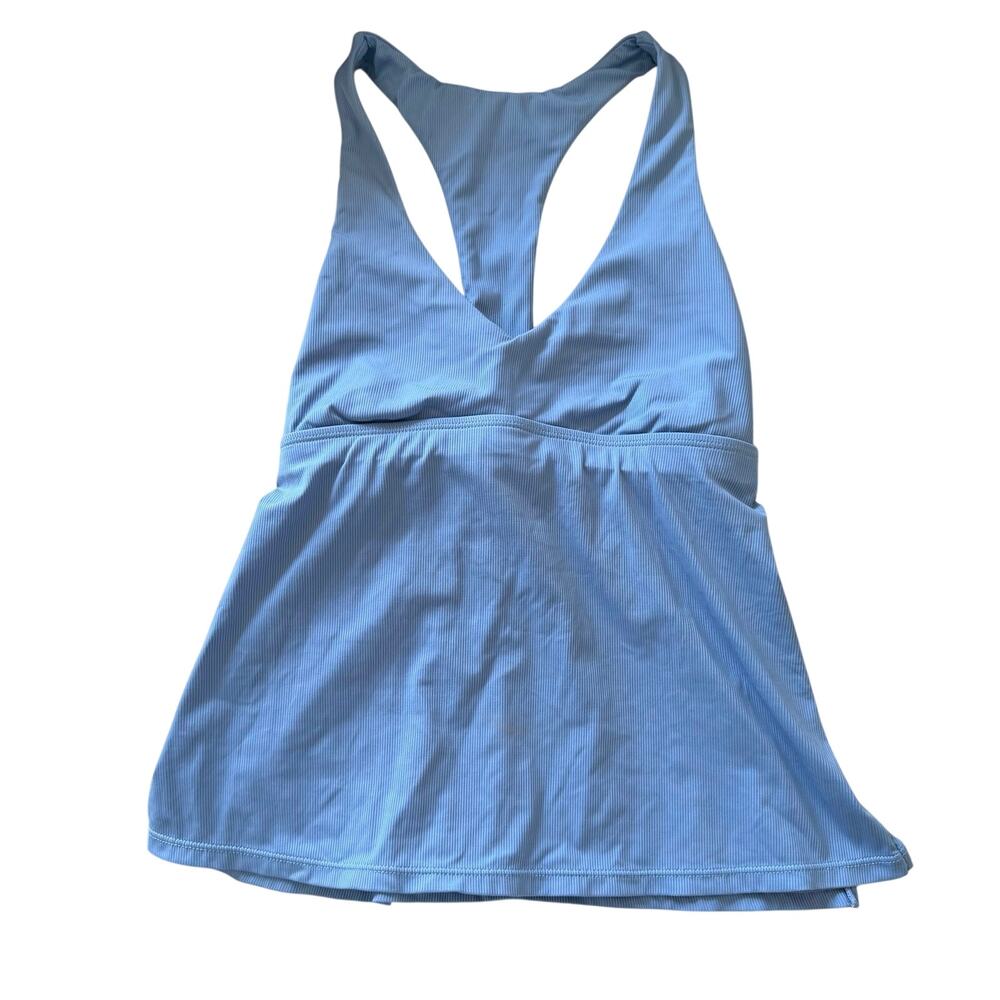 Carve Designs (S) La Jolla Tankini Top Light Blue Ribbed Racerback Cutout Swim